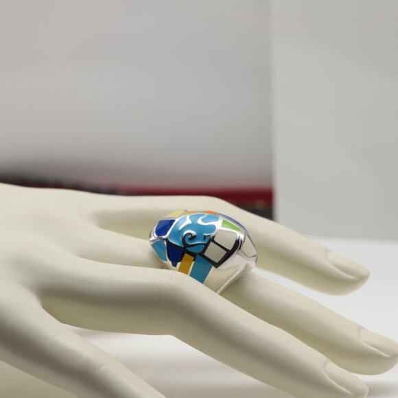 Art Ring Sterling Silver famous artist Enamel Inspired Artistic Ring - Picture 6 of 12